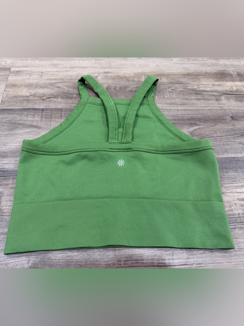 Athleta Ribbed Green Longline Sports Bra Tank Top
